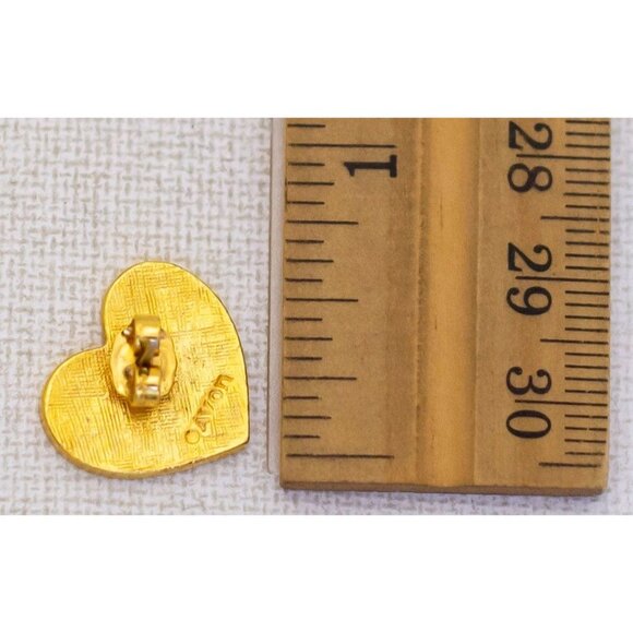 Vintage USA Flag Patriotic Heart Gold Tone Stud Earrings by Avon - K1 - Picture 2 of 2